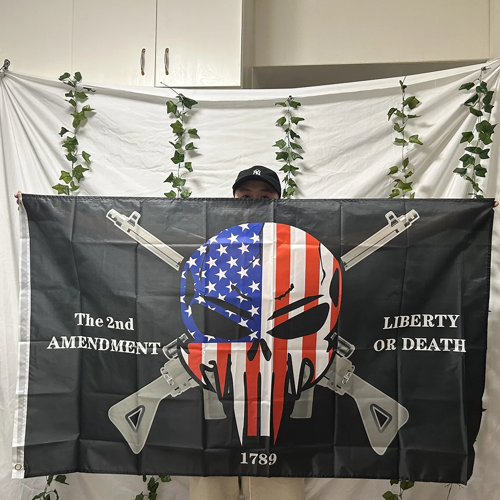 TIKI FLAG 90x150 سم التعديل الثاني للحرية أو الموت العلم لتزيين المنزل لافتة بوليستر معلقة