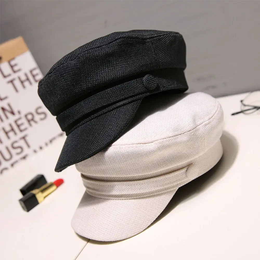 

Fashion Cotton Linen Women Summer Octagonal Cap Berets Flat Cap Navy Hats