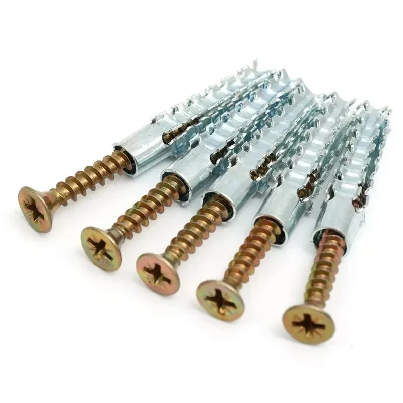 100sets M6 Metal Serrated Expansion Tube Self Tapping Screws Pipe Drilling Plug for Concrete Wall Anchors Fasteners Bolt Kits view 6