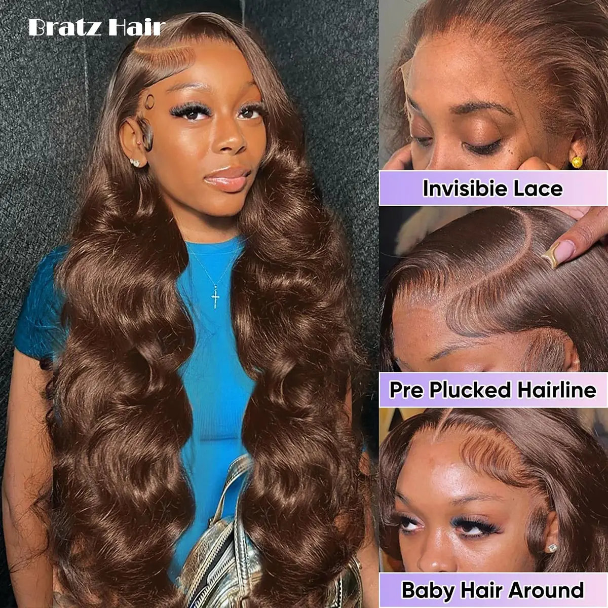 Human Hair Brown Color 5by5 Loose Bouncy Curly Gleuless Wig Pre Plucked 13x6 13x4 HD Lace Front Loose Body Wave Wig for Woman