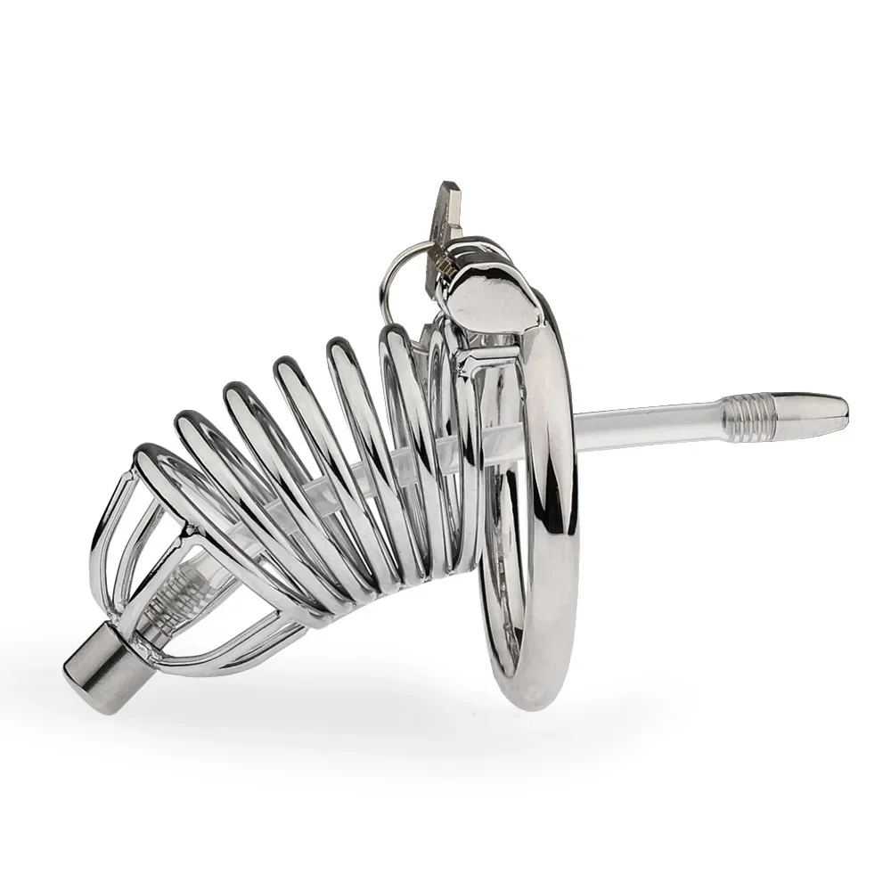 Male Chastity Devices Stainless Steel Big Cock Cage with Removable Urethral Catheter BDSM Sex Toys for Men Metal Penis Lock