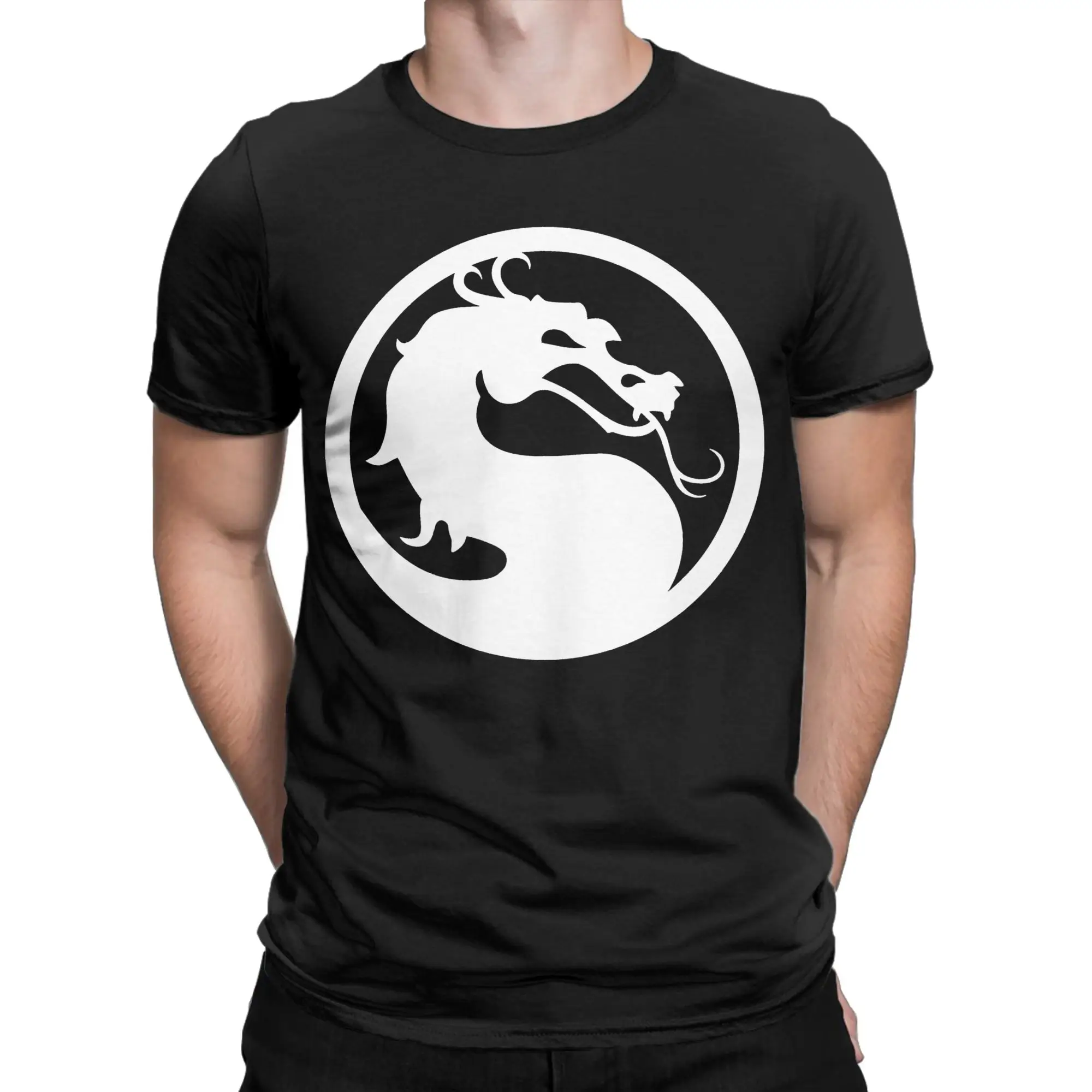 Mortal Kombat MK T-Shirt Men's 100%Cotton Tops Novelty  Round Neck Short Sleeve