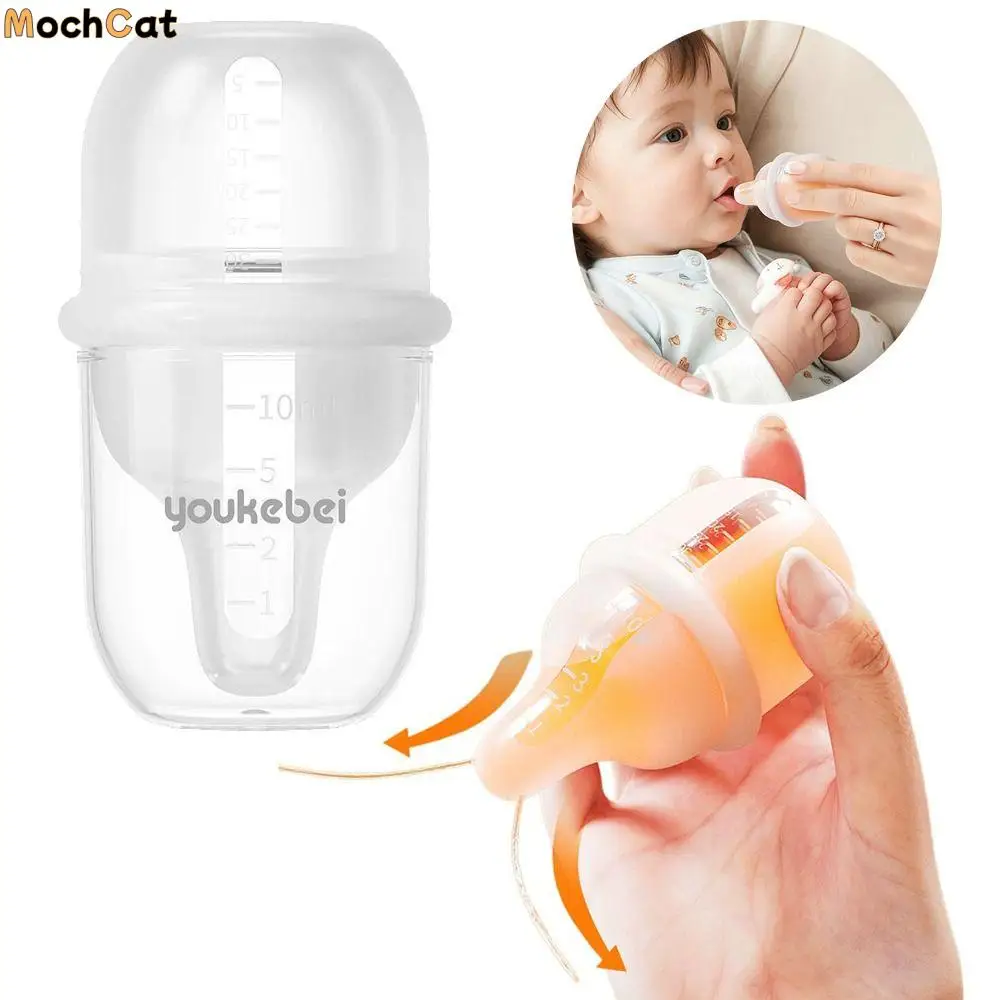 

Slow Flow Nipple Silicone Baby Bottles with Scale 30ml Food Squeeze Feeder with Dust-proof Cover Anti-vomiting