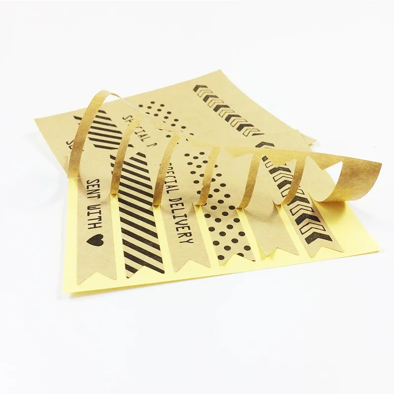 

120PCS/Lot NEW Vintage stripe design Kraft paper Sticker for Products DIY multifunction Gift seal Handmade label