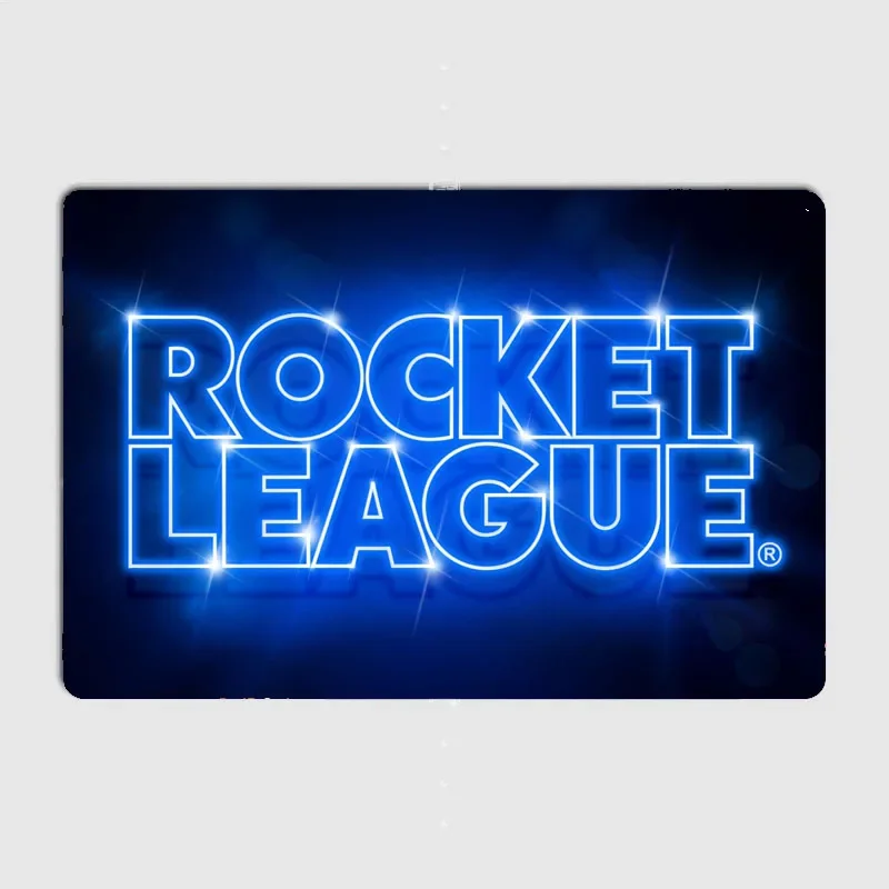 Rocket League Blue Logo Neon Sign Metal Sign Poster Garage Room Wall Decoration Cinema Living Custom Tin Vintage Home Decor