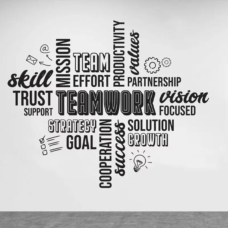 

BIG OFFICE Wall Vinyl Decal TEAMWORK, Motivational, Inspirational,Values Words, Interior Business Room Window Decor Sticker Q152