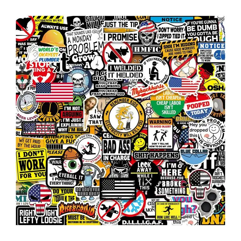 150PCS Hard Hat Stickers Funny Construction Sticker Pack Vinyl Waterproof Tool Box Electrician Worker Helmet Decors