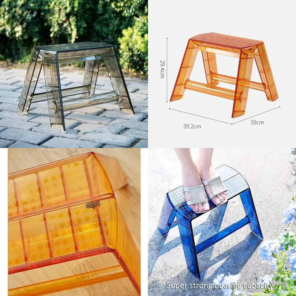 Escada portátil dobrável acrílica, bancos de passo para adultos, 1 passos adultos, chaie dobrável pequena, banco transparente para ambientes internos e externos
