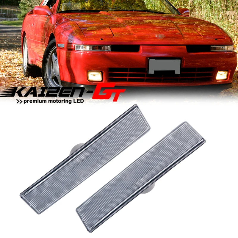 Clear Lens Front Bumper Side Marker Light/Fender Flare Lamp Housings For 1987-1992 Toyota Supra Mk.3 & 1986-1989 Toyota Celica