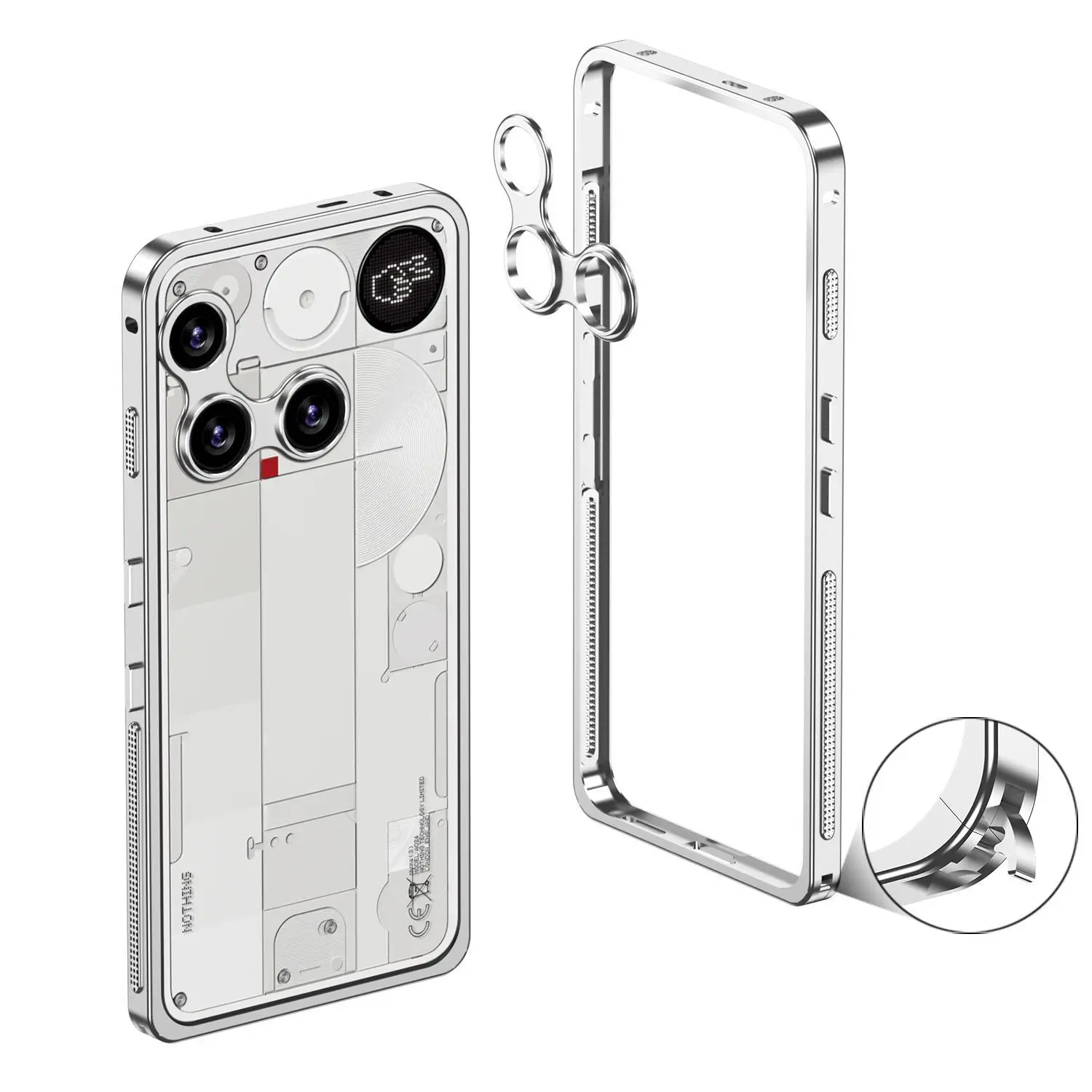 

Case For Nothing Phone3 Fashion Metal Frame Fine Hole Lens Skin-friendly Cover For Nothing Phone 3 Shockproof Bumper Funda