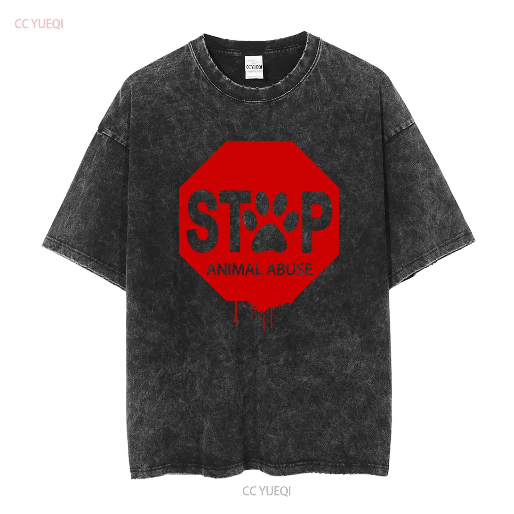 Mens Stop Animal Abuse T Shirt Rights Vegan Vegetarian vintage Washed Versatile Breathable homme Top For Everyday Wear graphic