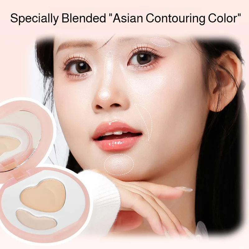 Resaltar crema doble efecto brillo doble combinación ranura de lágrima hundido resaltador brillante combinación mate