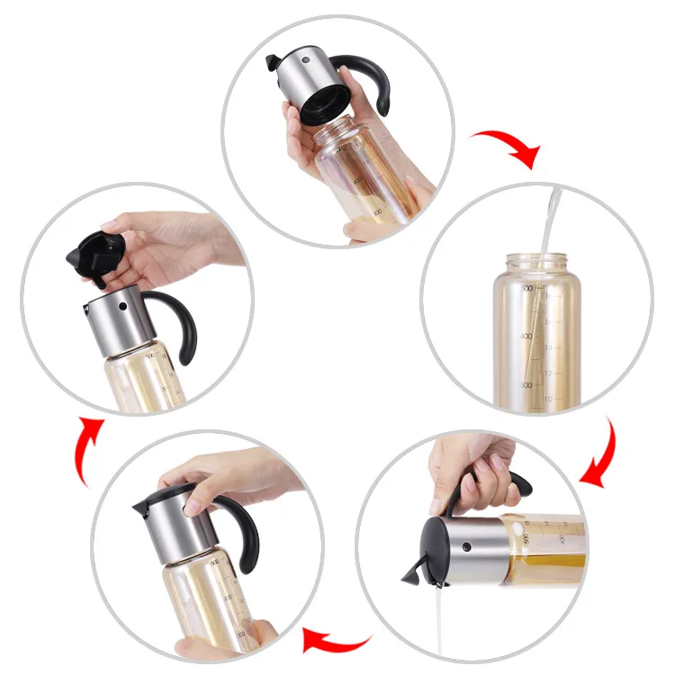 Automatic Open Close Oil Bottle Glass Condiment Bottle Heat Resistant Kitchen Oil Dispenser
