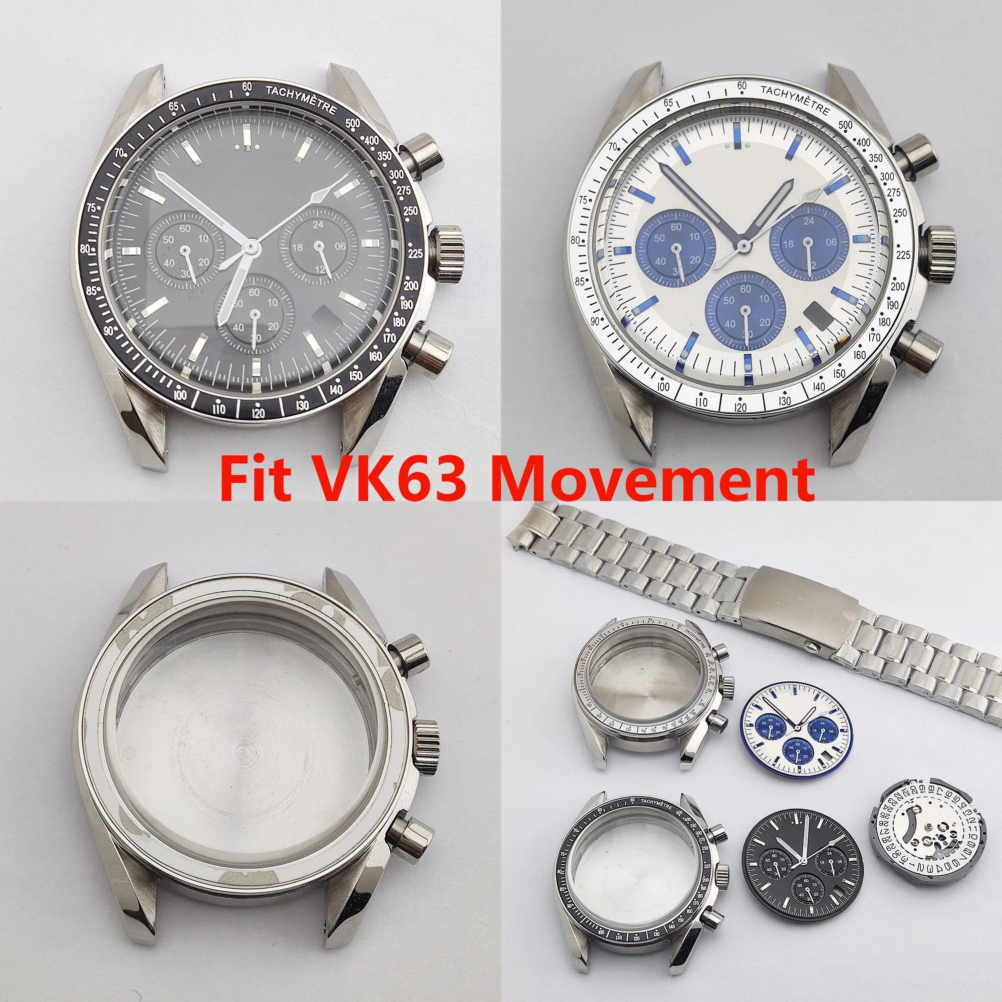 

39mm VK63 men's Quartz movement timing electronic Stainless steel 904L custom dial Men's watch accessories VK63 dial