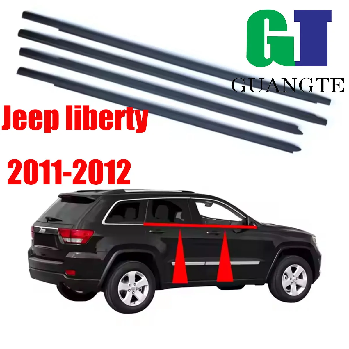 

Black Car rubber Weatherstrip Glass Window Molding Trim Seal Belt Compatible with Jeep cherokee or liberty 2011-2012 5112254AB