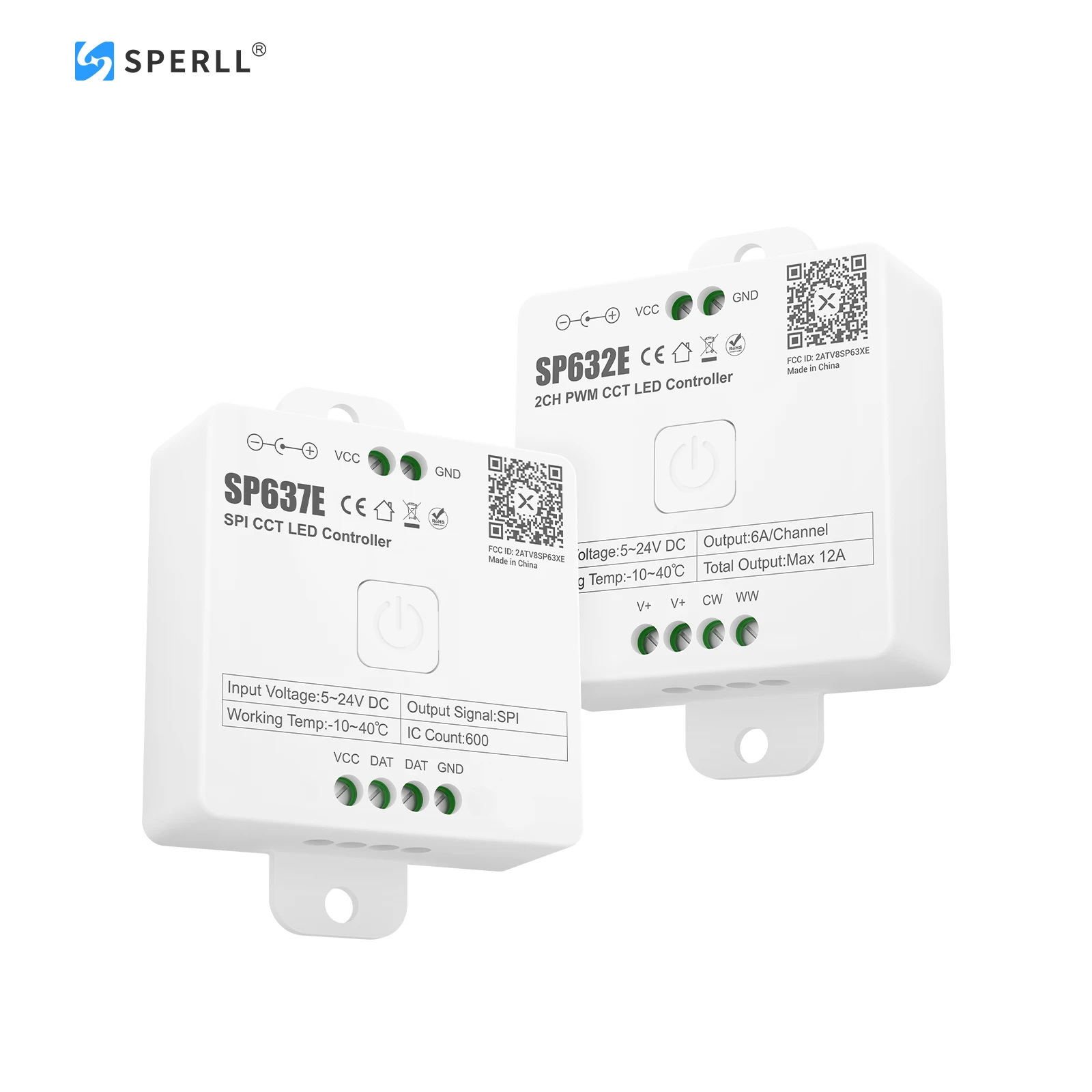 

Контроллер LED-подсветки SP632E SP637E CCT с беспроводным управлением по Bluetooth, приложением, PWM, SPI, регулировкой температуры и музыки, 2 канала, для светодиодных лент, DC 5-24В