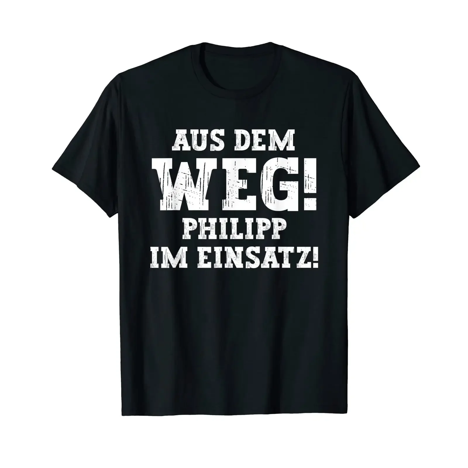 Philipp Lustiger Slogan „From The Way“ Vorname T-Shirt schwarz vintage gewaschen bequemes vielseitiges Oberteil für den Alltag Mode