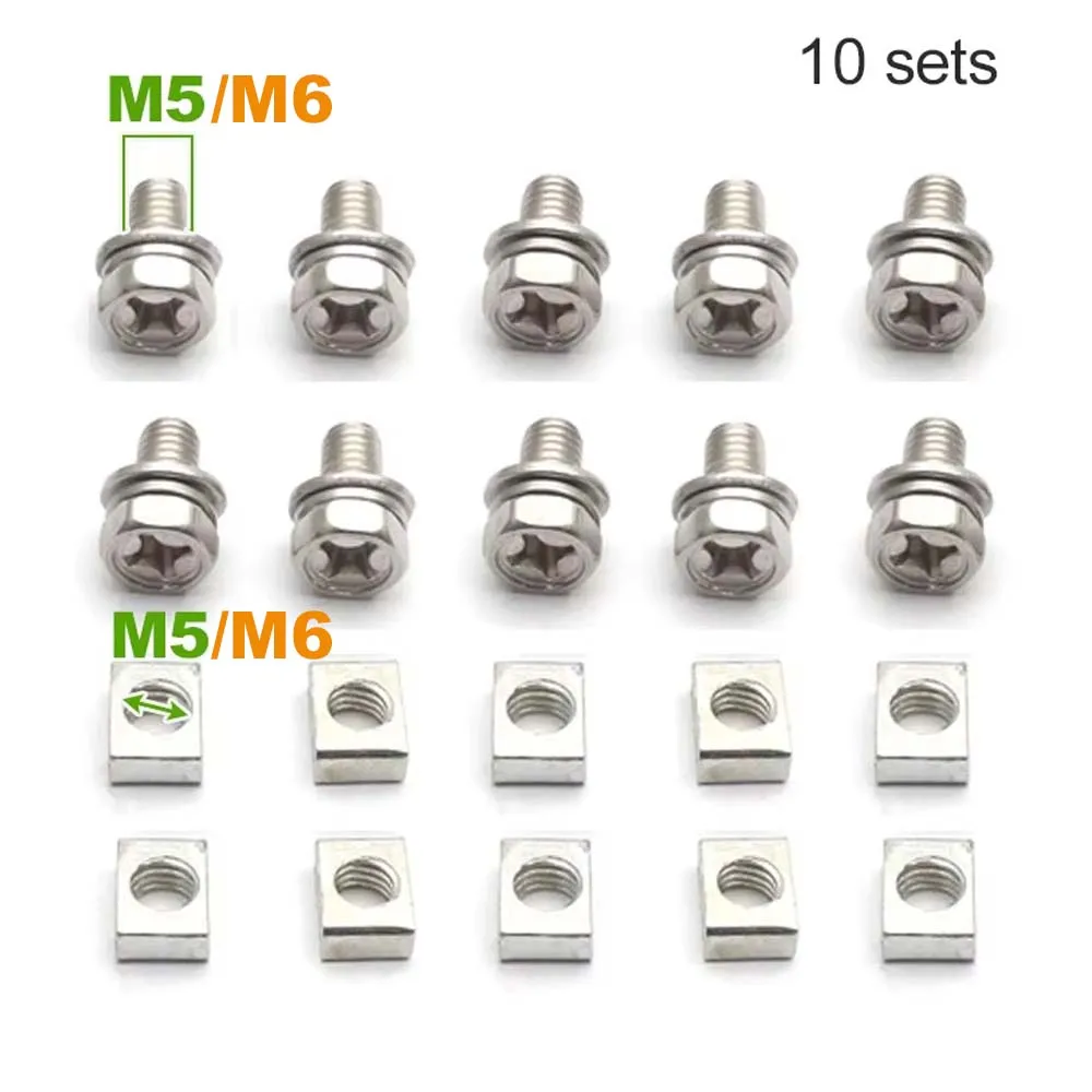 10 Set Universal Motorcycle Scooter ATV Dirt Bike Battery Terminal Nut and Bolt Screws M5x10mm M6x12mm 4Ah 5Ah 6AH 7Ah