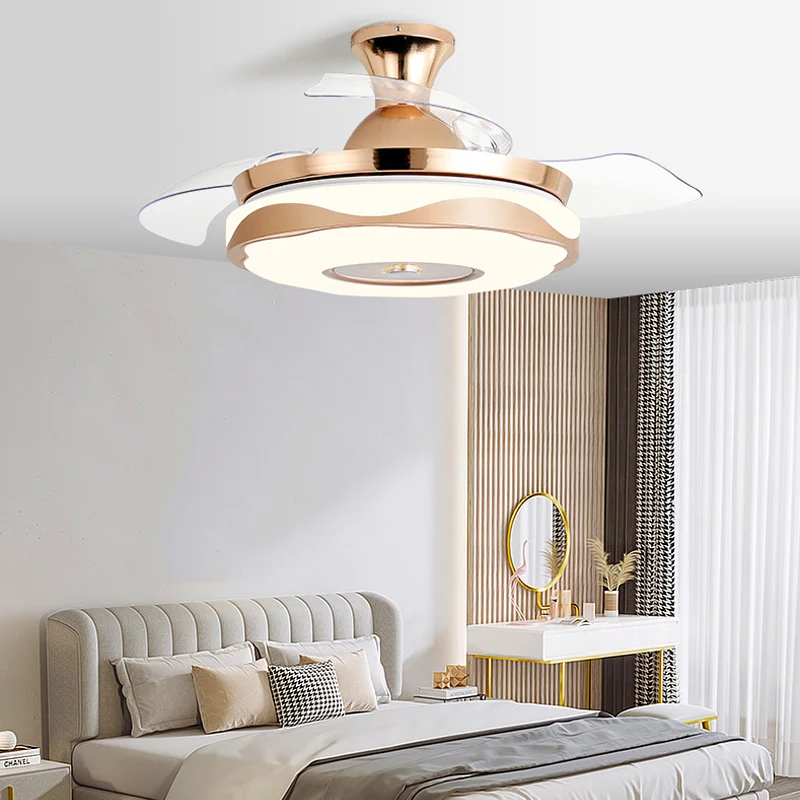 Low floor invisible fan lamp for home integrated chandelier living room dining room bedroom Nordic fan lights