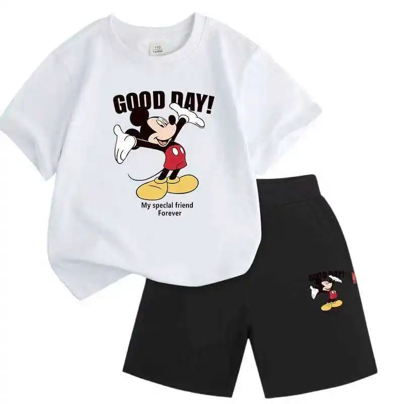 2024 New Arrival Summer Casual Boys Clothing Set 2 Pieces Short Sleeve Cartoon Printed T- shirt + Shorts Clothing Set For Kids