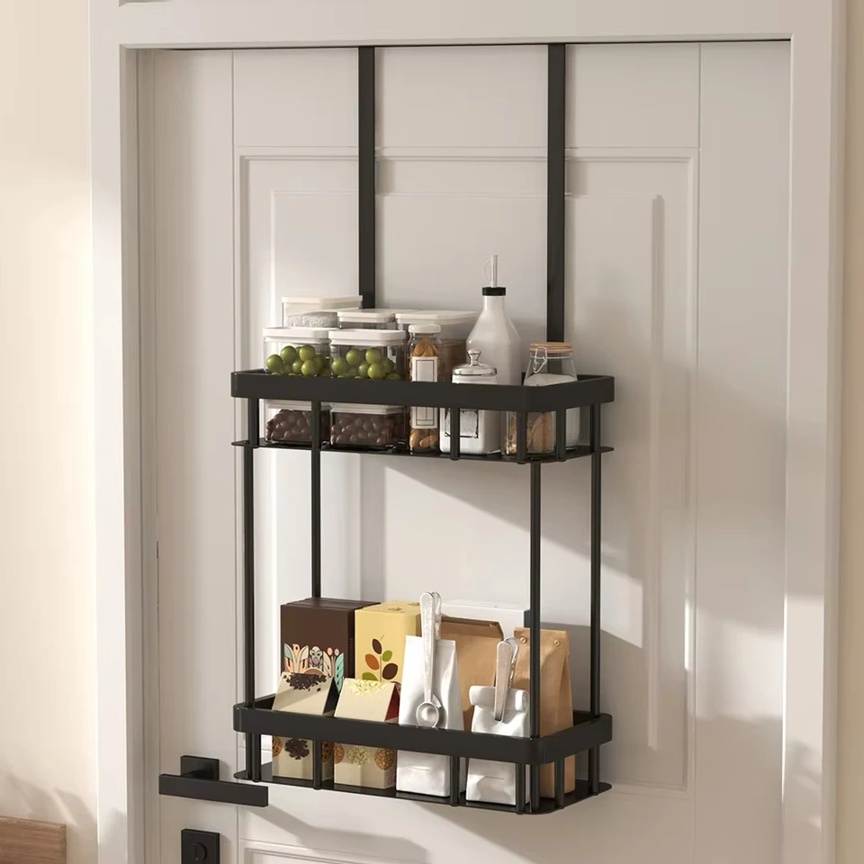 1/2 Tiers Punch Free Wall Mounted Bathroom Storage Rack, Over The Door Shower Organizer Shelf for Toiletries Bathroom Accessor