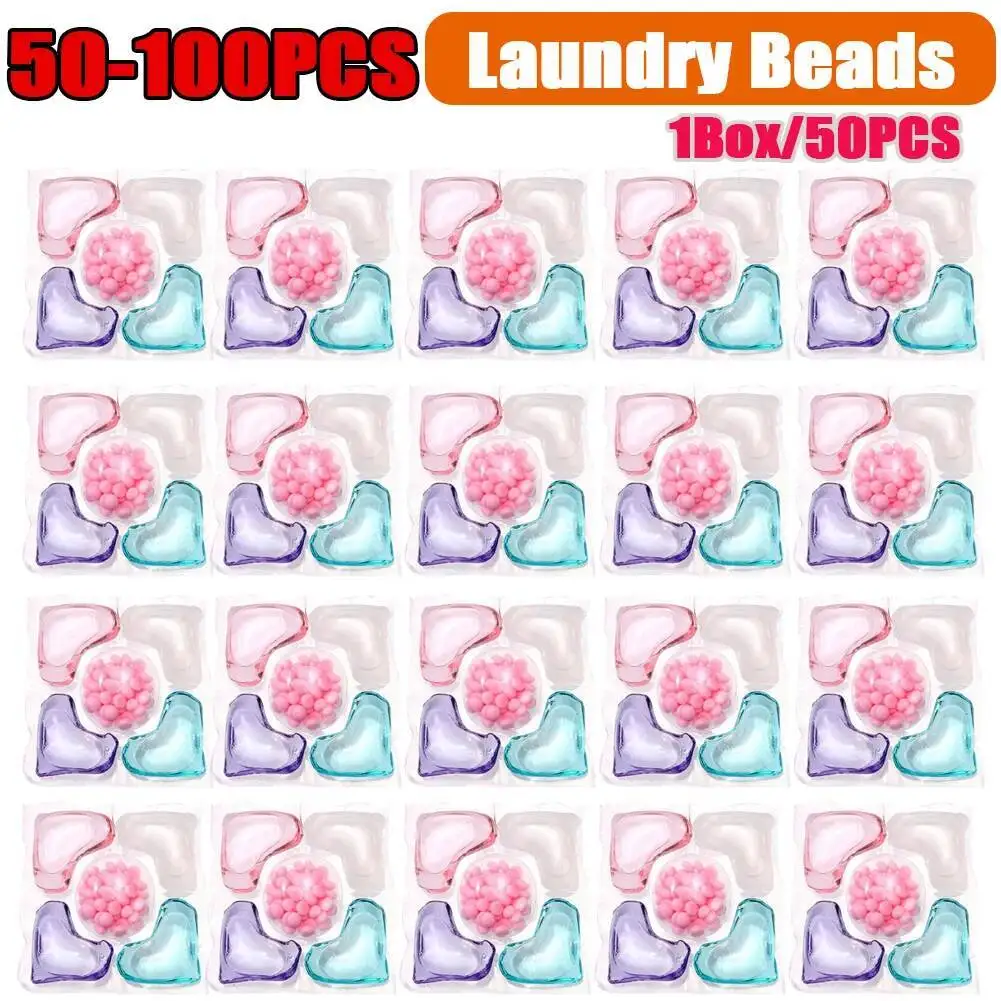 

50Pcs Soap Box 5 In 1 Multi-Purpose Strong Detergent Laundry Cleaning Washing Capsules For Home Dormitory