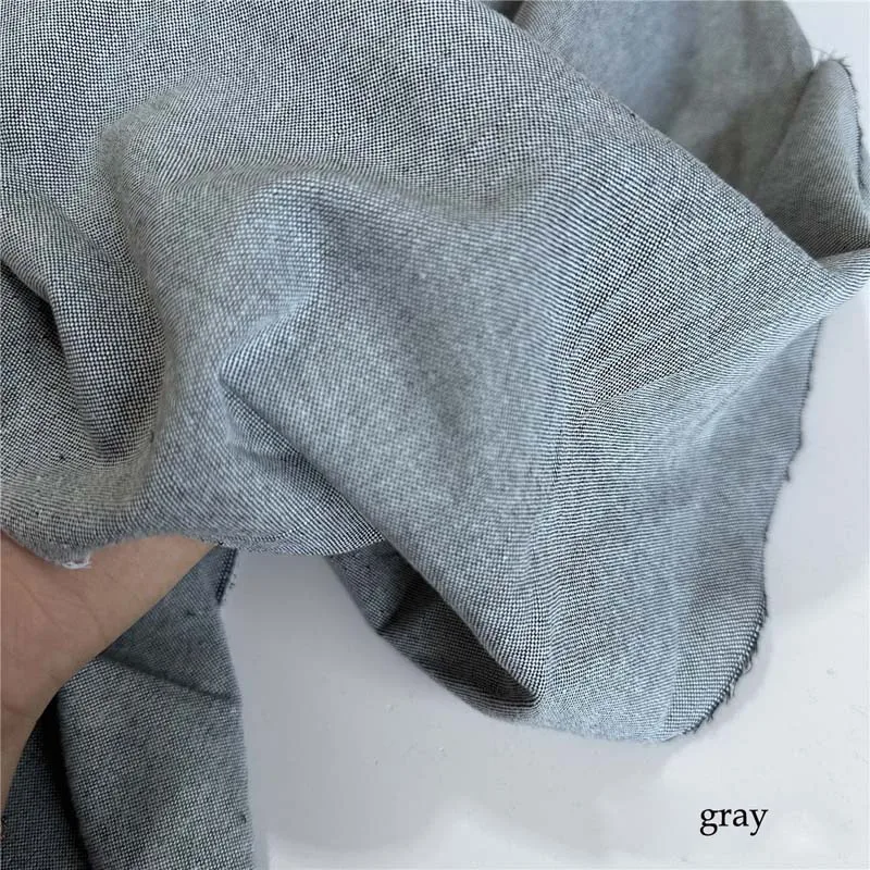 Grayish Blue Gray 100% Cotton Yarn Dyed Chambray Fabrics for DIY Craft Summer Spring Clothes Handwork Shirt Dress Pants Tissue