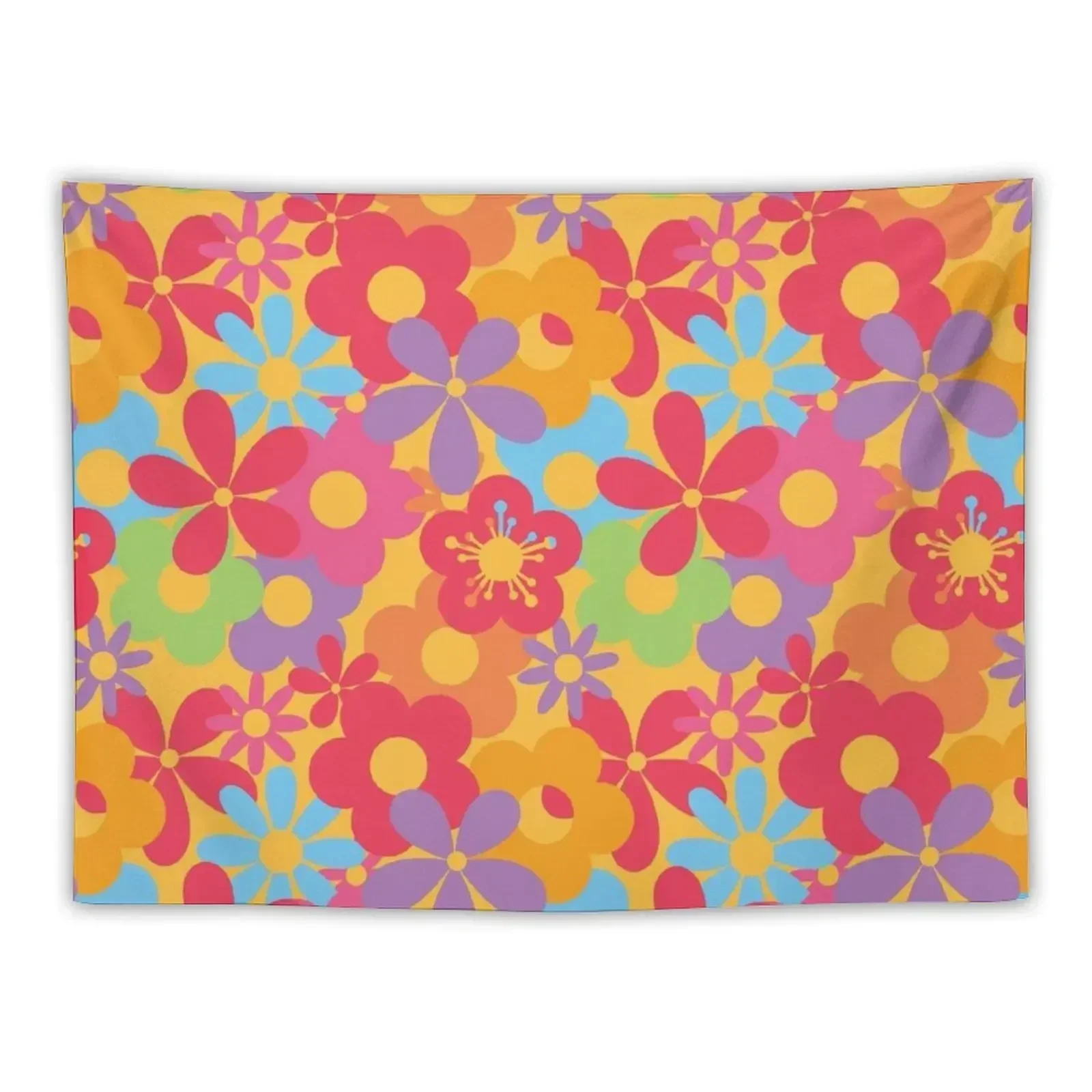 

Colorful Flower Power Seamless Pattern Print Tapestry Aesthetic Decoration Room Ornaments Tapestry