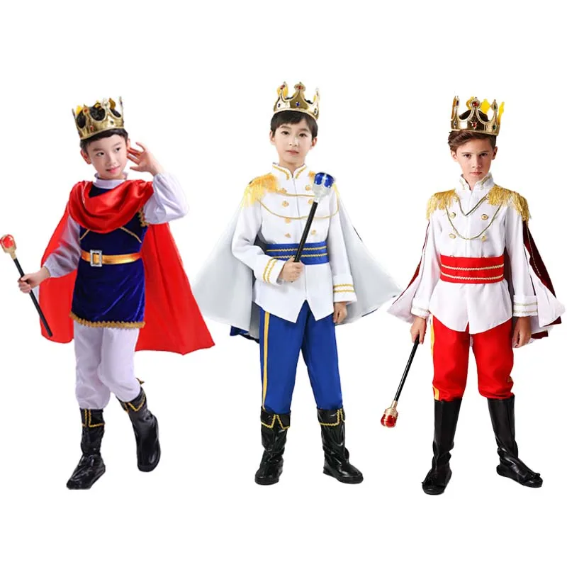 

7Pieces Boys Prince Charming Costume Set Medieval Royal Cosplay Outfits for Kids Birthday Halloween Carnival Dress Up Fancy Suit