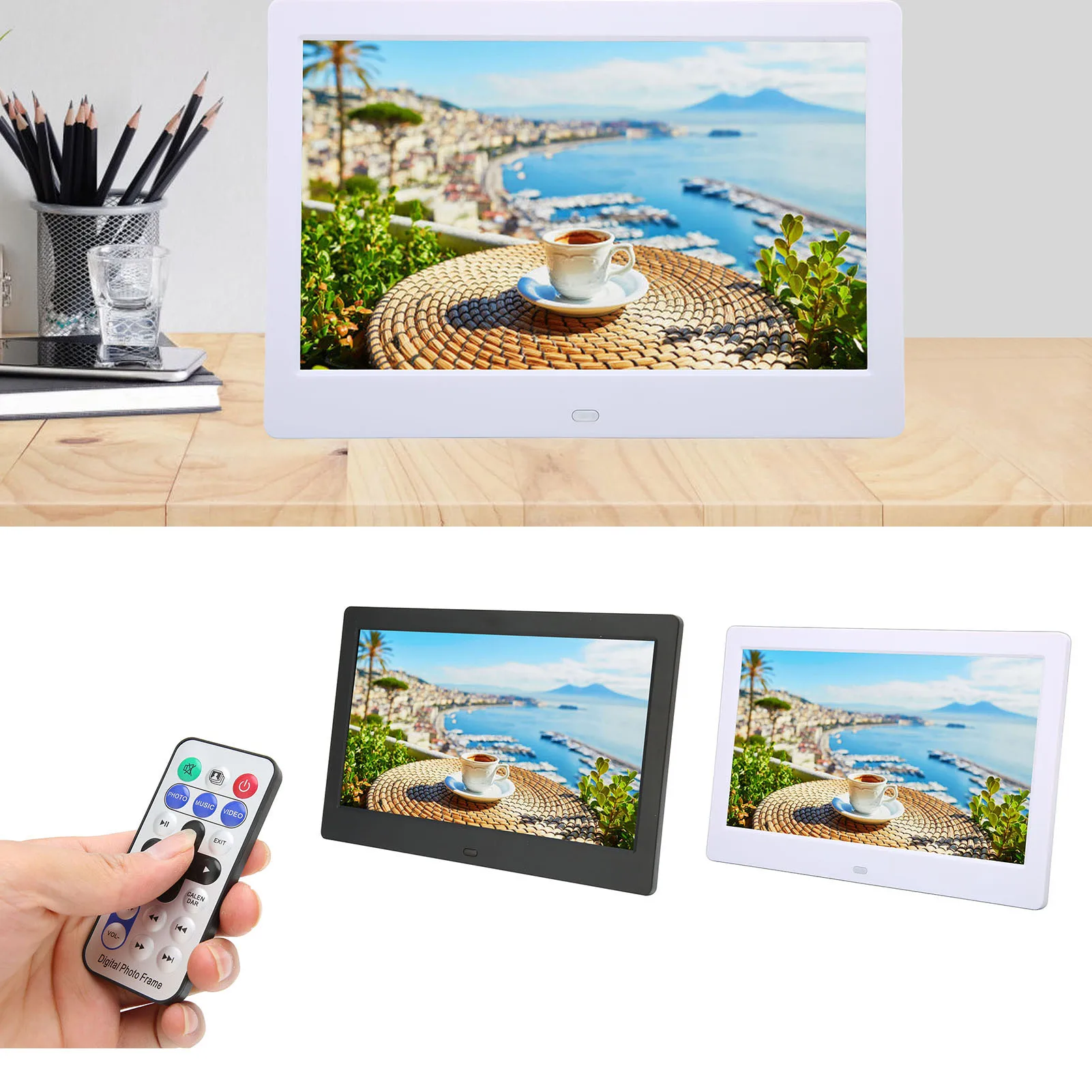 

HD Digital Video Frame Digital Photo Frame HD 10.1 Inch 1024x600 LCD Display Smart Electronic Picture Frame with Remote Control