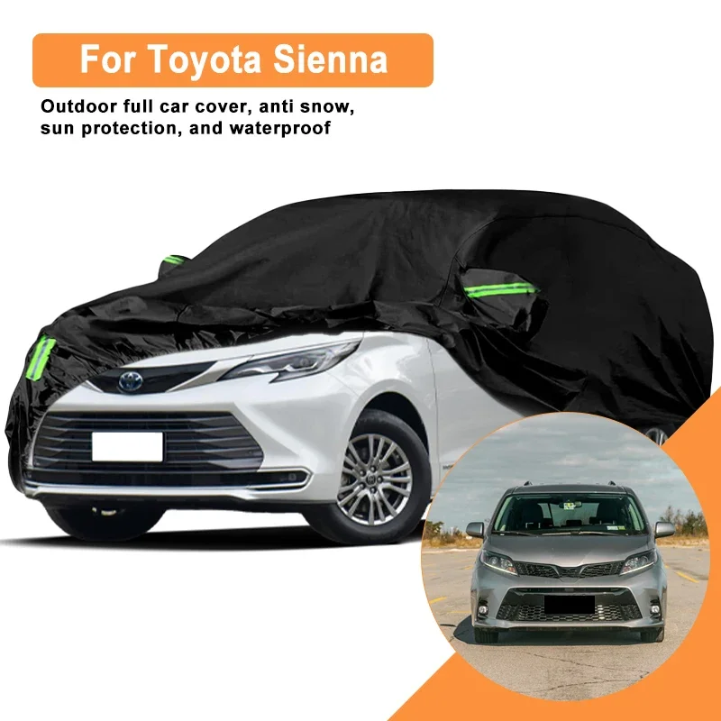 

Полный чехол для автомобиля Toyota Sienna, уличный, ветрозащитный, водонепроницаемый, пылезащитный, с защитой от солнца и УФ-излучения, со светоотражающими полосами