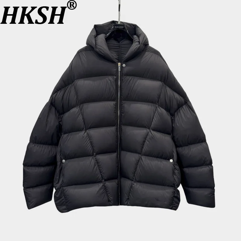 

HKSH 2025 Winter New Women Down Coat Hooded Zipper Windproof Cold-Proof Dark High Street Tide Chic Thickened Warm Jacket HK13330