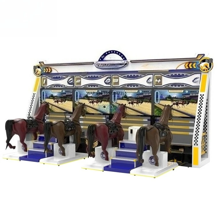 

Amusement park arcade video 4 player children's horse riding game console for sale