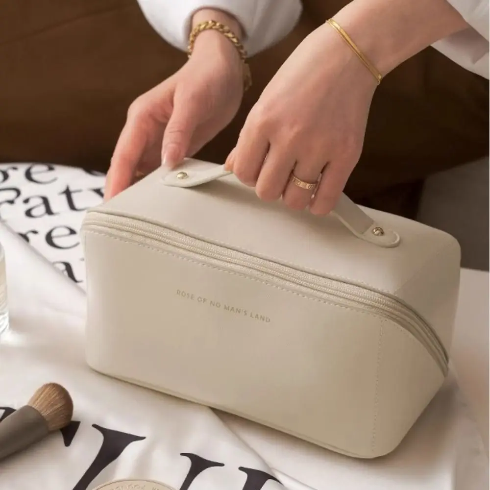 Ручная косметичка большой емкости из искусственной кожи, многофункциональная подушка, косметичка, водонепроницаемая портативная дорожная косметичка для мужчин