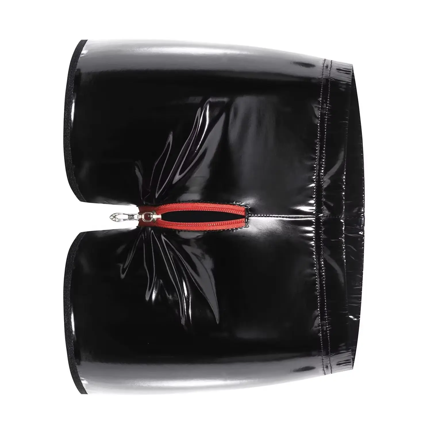 

S-5XL Highlight Patent Leather Boxer Shorts Men's Open Crotch Zipper Trunks Sexy Tights Briefs Underwear Buttock Exposure Trunks