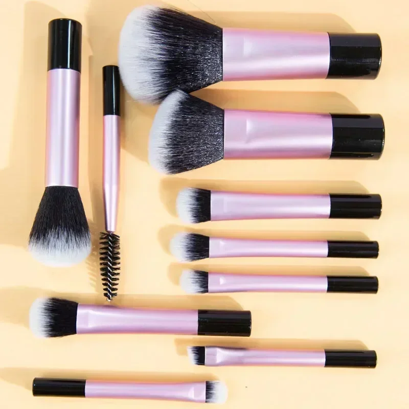 Juego de Mini brochas de maquillaje suaves para viaje, 10 Uds., brocha portátil para sombra de ojos, base en polvo, corrector de pestañas, colorete, juego de brochas de maquillaje