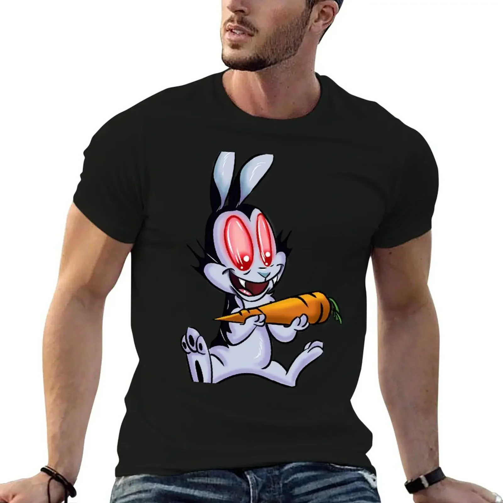 

Rabbit Vampire Cartoon T-Shirt T-shirts man blue lock fitted t shirts for men