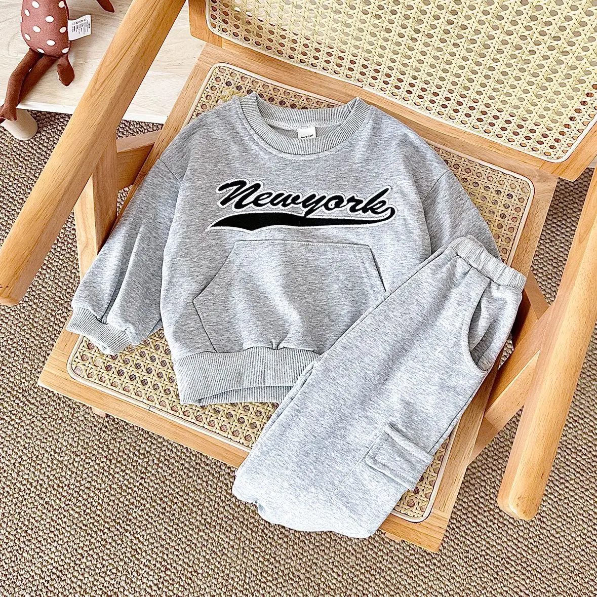 0-4Y Fall Baby Boy Girl Clothes Sets New York Print Top Long Sleeve Pullover+Pants Sports Suit Kids Clothing Spring Baby Suit