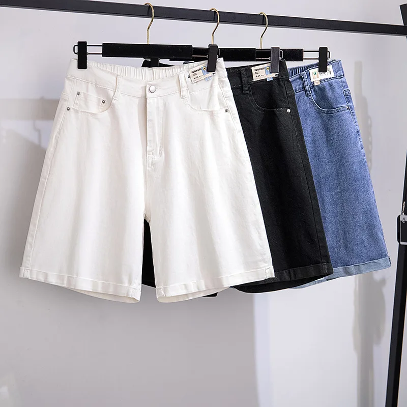 

Summer 2022 7XL100/150kg Big Size Women Clothing Oversized Women Shorts High Waist Casual Loose Knee-length Denim Shorts Jeans