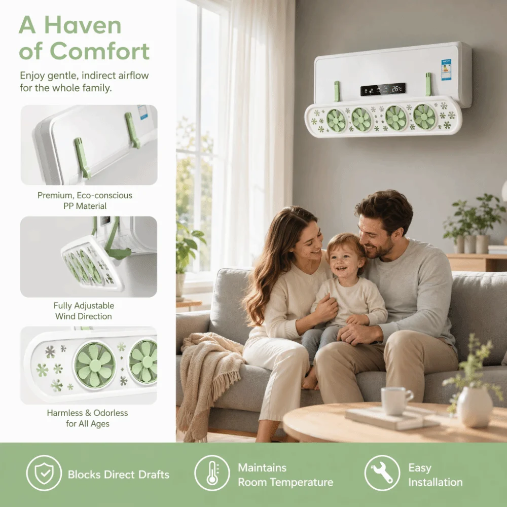 Hanging Air Conditioner Windshield Windproof Anti Direct Blowing Air Guide Plate Breathable Safe Air Conditioner Outlet Baffle