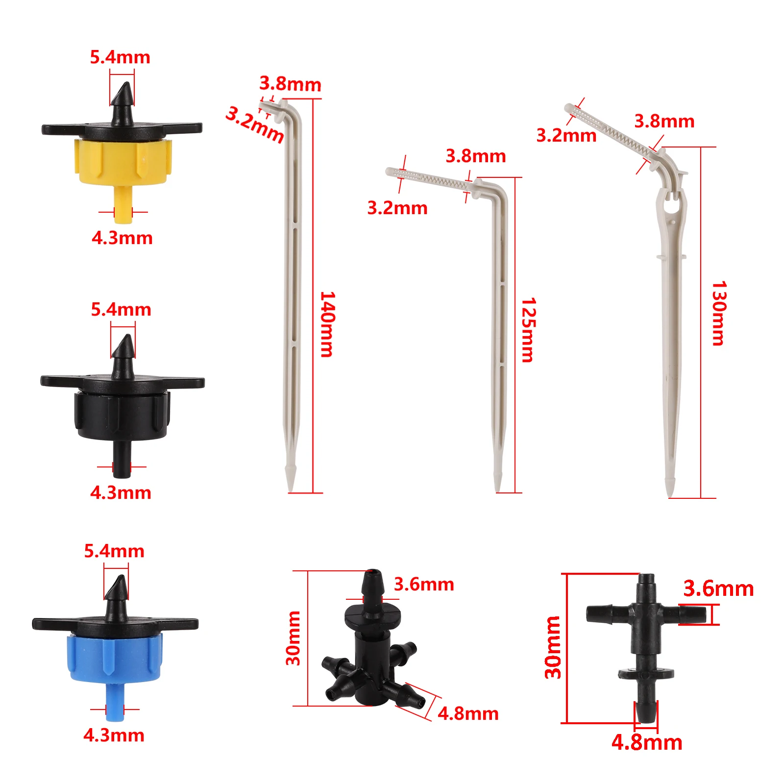 Micro Drip Irrigation System White Arrow Drippers 2-way 4-way Watering Transmitter 2/4/8L Emitter Bonsai Pot Irrigation Fittings