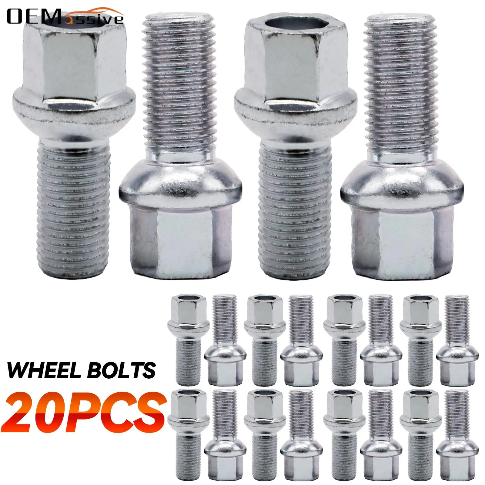 20 × Auto Rad schrauben Silber Stahl Rad Zubehör Teile für VW Volkswagen Golf Kaninchen GTI R32 Polo