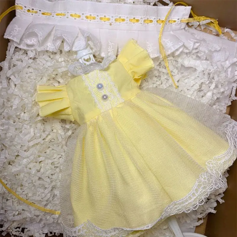 Bjd doll dress 1/6 30cm cremoso giallo maniche svasate gonna vestiti giocattolo (adatto per accessori per bambole 1/6)