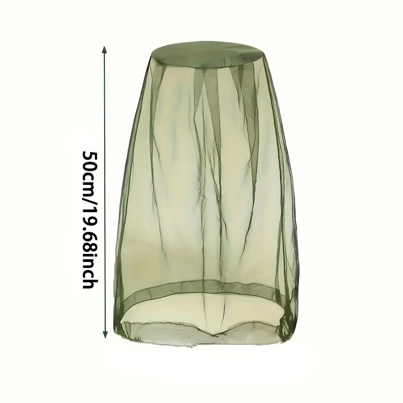 1Pc Ultra Large & Long Extra Fine Holes Mesh Soft Durable Fly Screen Premium Mosquito Insect Head Net Face Protector Camping Cap