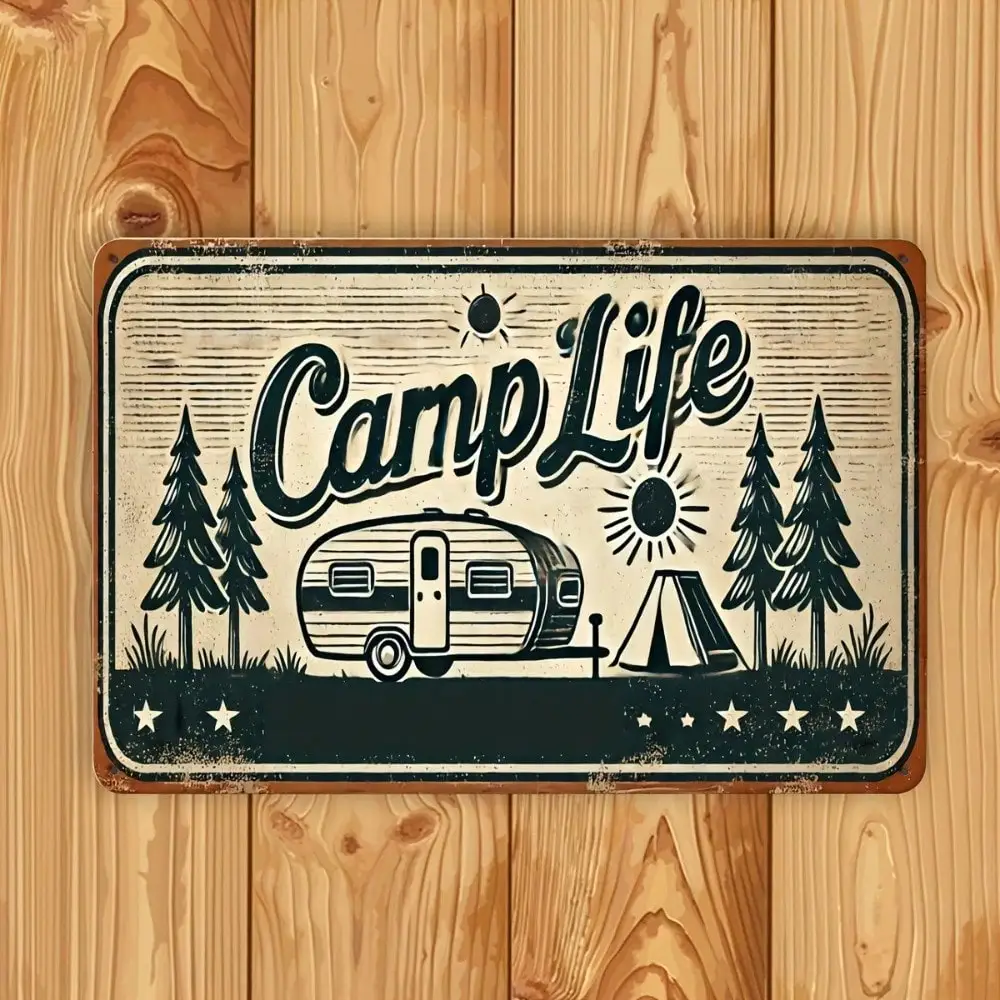 Vintage Camper Metal pared arte rústico RV decoración Retro Airstream señal para cabina entusiastas del Camping