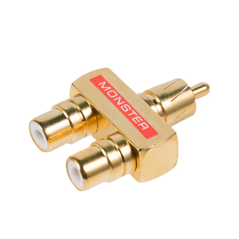 2개 RCA 오디오 Y 분배기 플러그 어댑터, 1개의 수 플러그 - 2개의 암 플러그, 금도금 순수 구리 도체, 최대 신호 전송