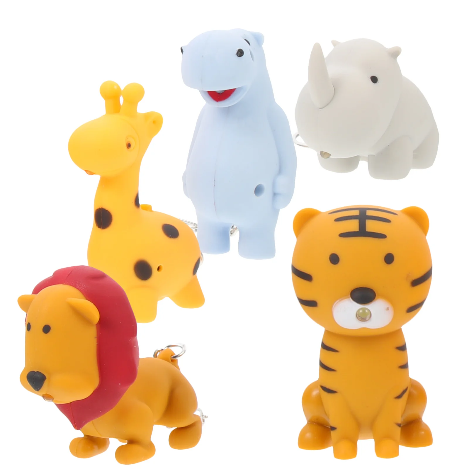 5 Stück leuchtende Schlüsselanhänger mit Taschenlampe und Sound, Tiermotiv, Kinder-Schlüsselanhänger, Partygeschenke, lustiges Geschenk für Kinder, Jungen und Mädchen