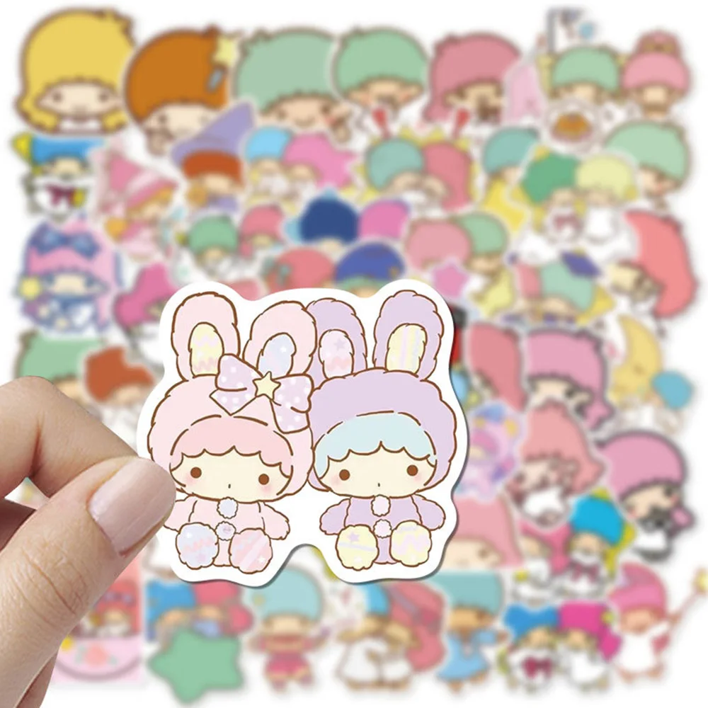 Sanrio Little Twin Stars Adesivos para Crianças, Decalques Anime Kawaii, Etiqueta Bonito Dos Desenhos Animados, Brinquedo DIY, Diário Do Telefone, Mala, 10 Pcs, 30 Pcs, 50 Pcs, 100Pcs