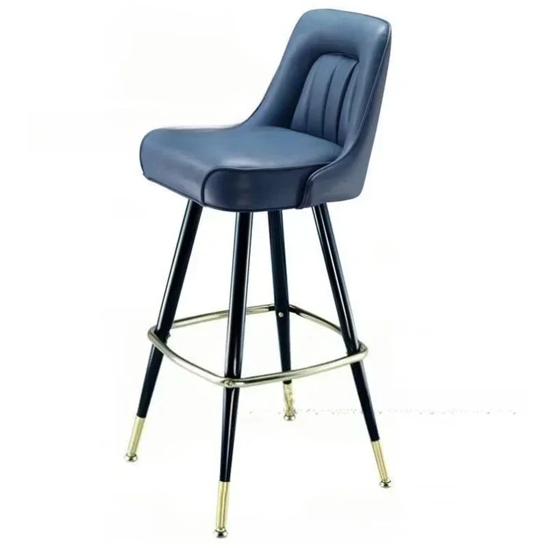 American solid wood buckle bar chair, furniture bar KTV leather art fashion front desk buckle casual high