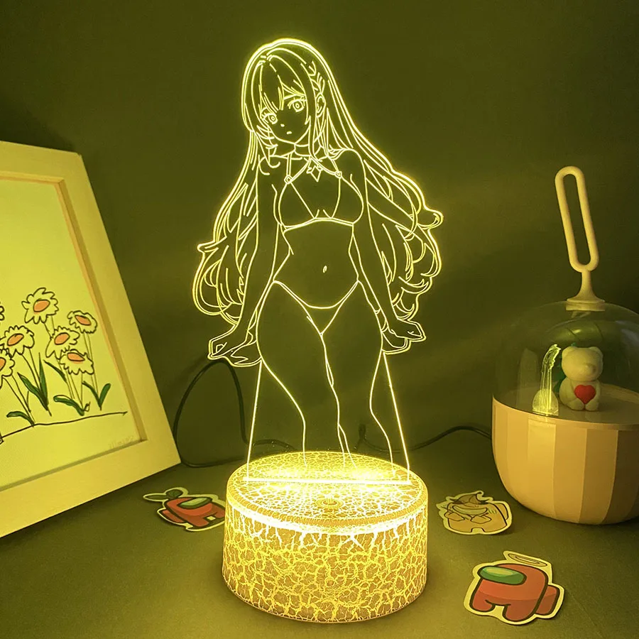 3D LED Neon Night Lights Men's Anime Lamp Kawaii Birthday Gift for Friends Otaku Bedroom Bedside Decor Sexy Girl Manga Lava Lamp